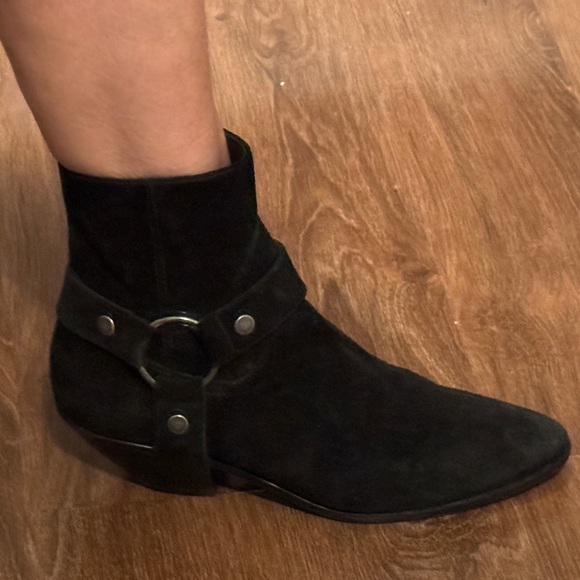 SAINT LAURENT WEST Suede Ankle Harness Boots - VG - 38 1/2 - Picture 5 of 14